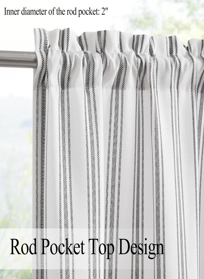 ZJDECOR Farmhouse Cafe Curtains,Black Stripes on White Cotton Blended Light Filtering Fabric,Rustic Kitchen Window Treatment,Rod Pocket Top,27" Wx36 L(Pack of 2) - Image 3